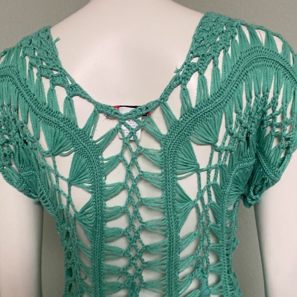 Vivid Importers of NY Cotton Polyester Blend Crochet Tunic Blouse Size S - Picture 5 of 9